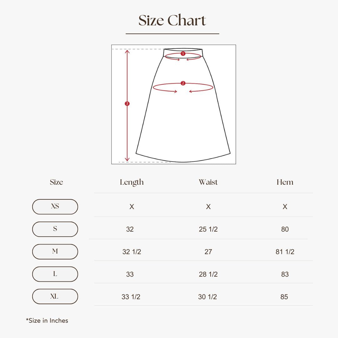 Belted Pleated Skirt Size Guide