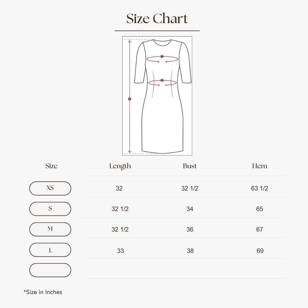 Contrast-Stitch Belted Dress Size Guide