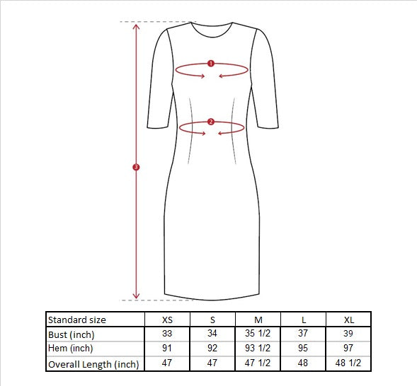 Laine Paneled Empire Dress Size Guide