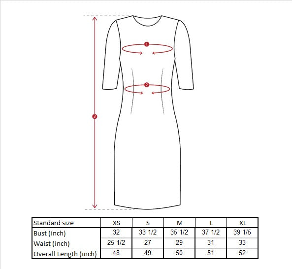 Charlene Bias Cut Dress Size Guide
