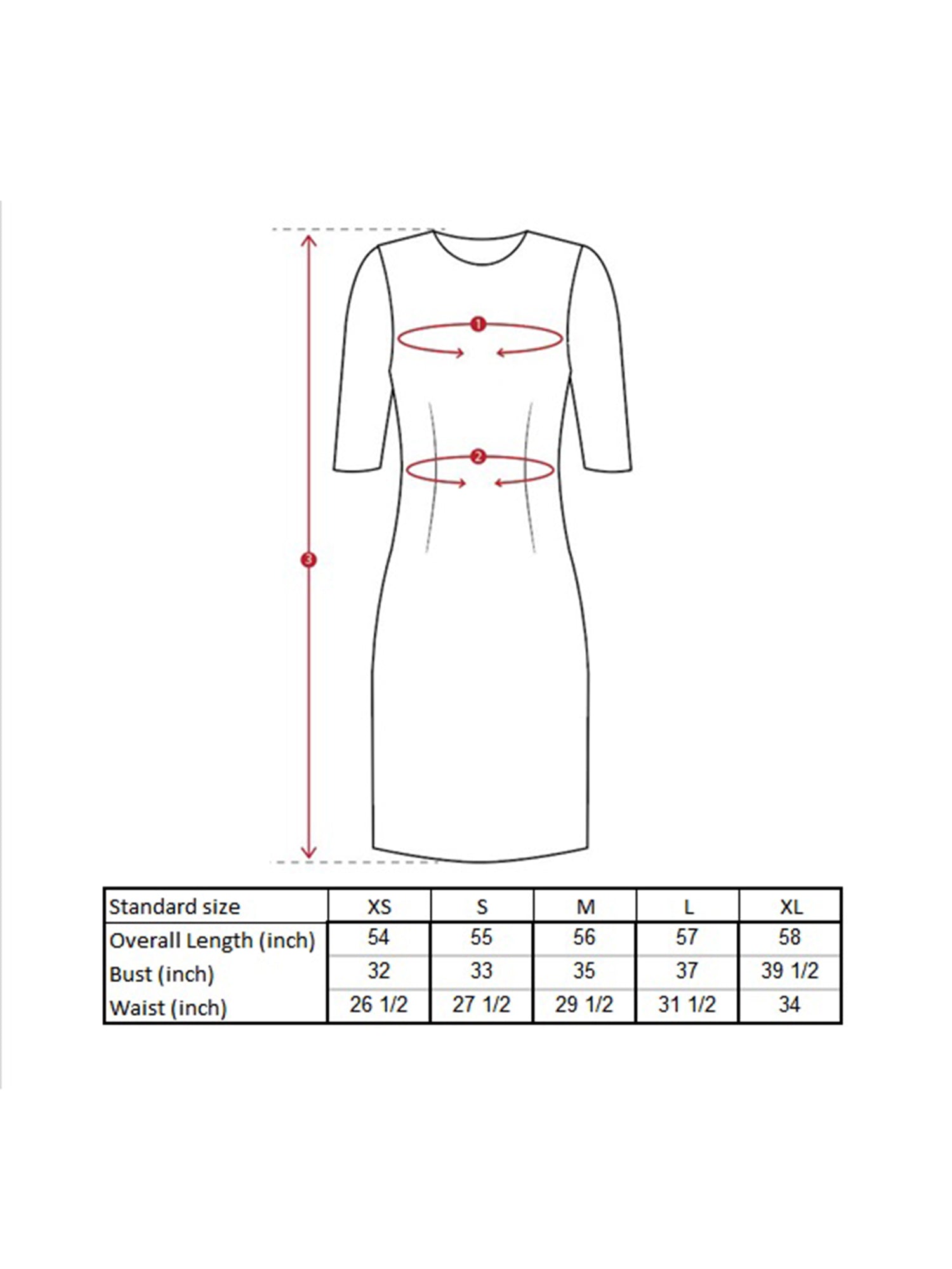 Iris Dress Size Guide
