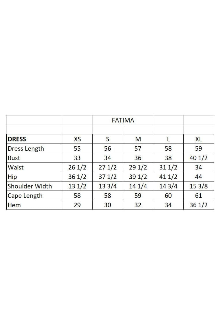 Fatima Dress Size Guide