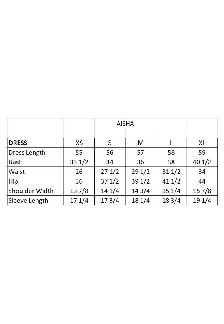 Aisha Dress Size Guide
