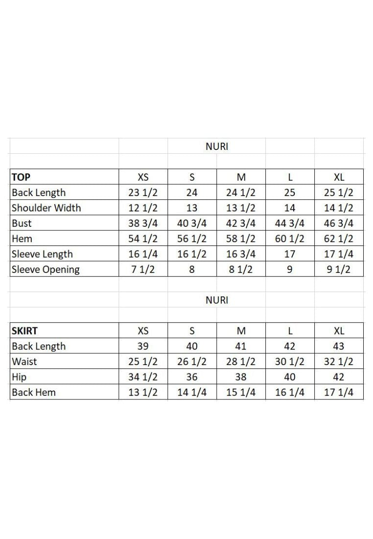 Nuri Modern Kurung Set Size Guide