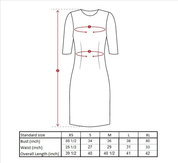 Elinore Panel Fitted Dress Size Guide