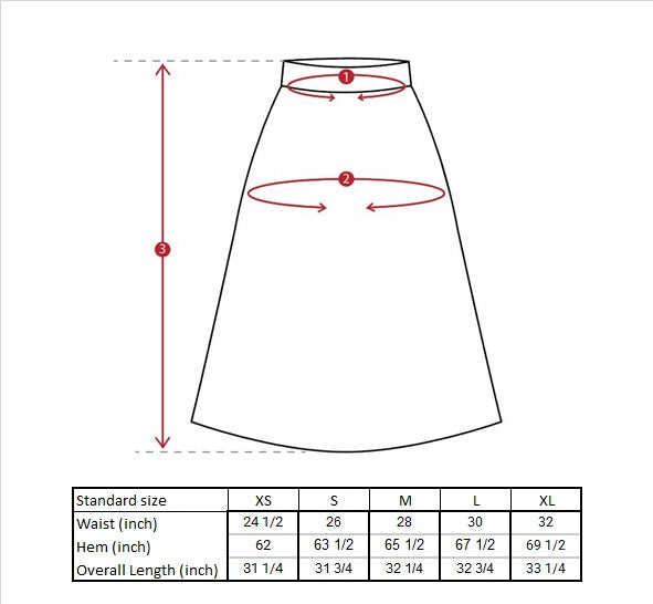 Cassandra Flair Midi Skirt Size Guide
