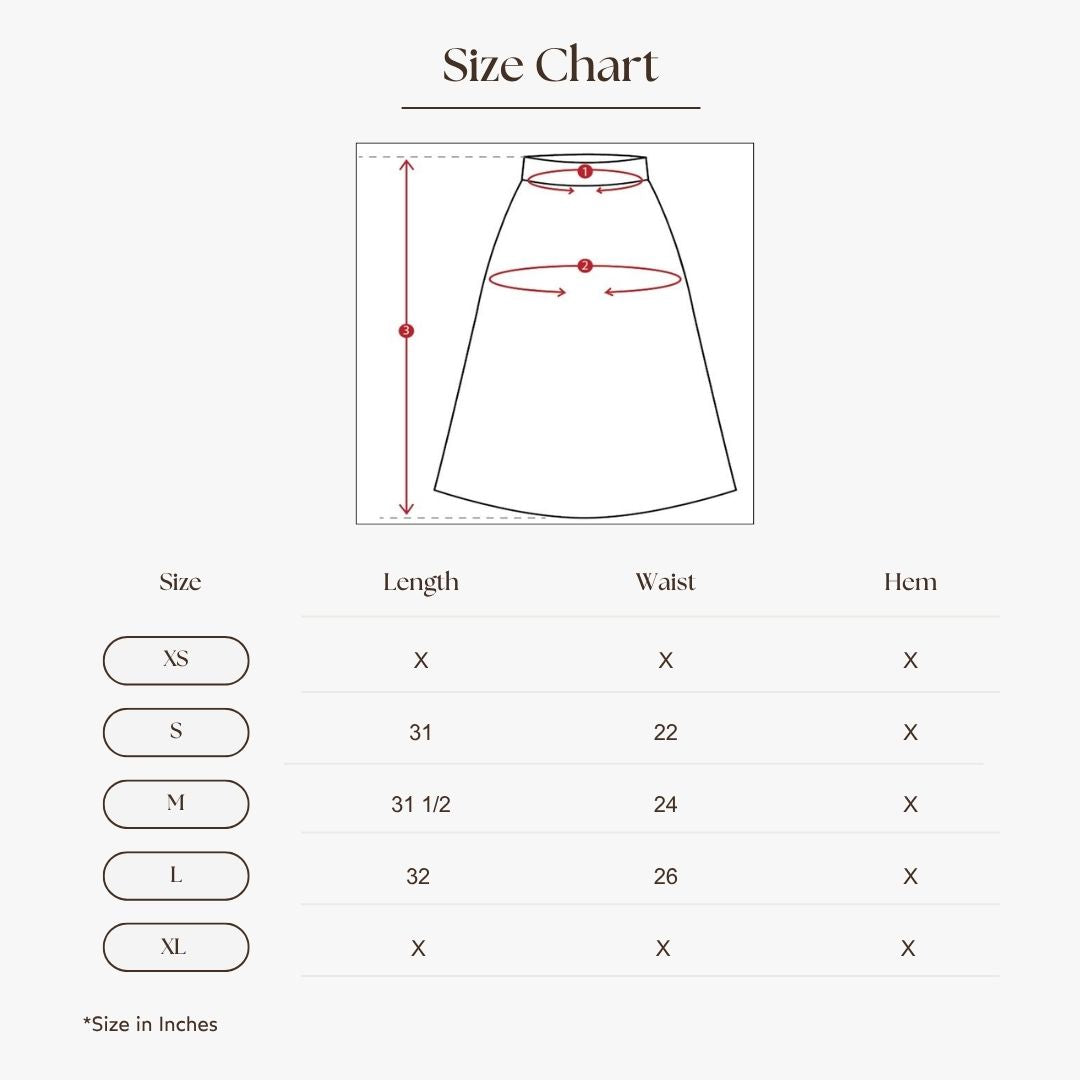 Crinkled Texture Midi Skirt Size Guide