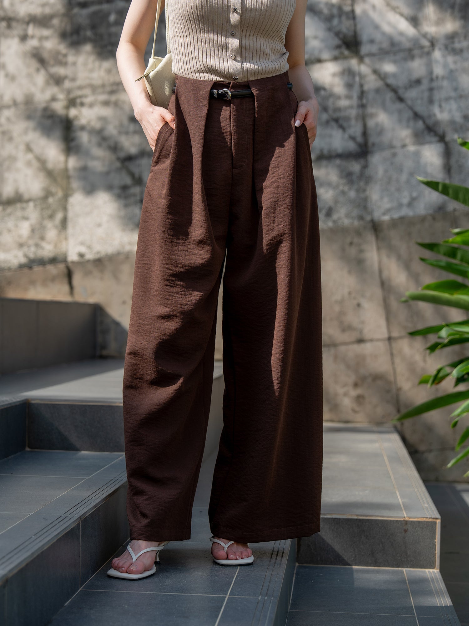 Pleated Wide-Leg Pants