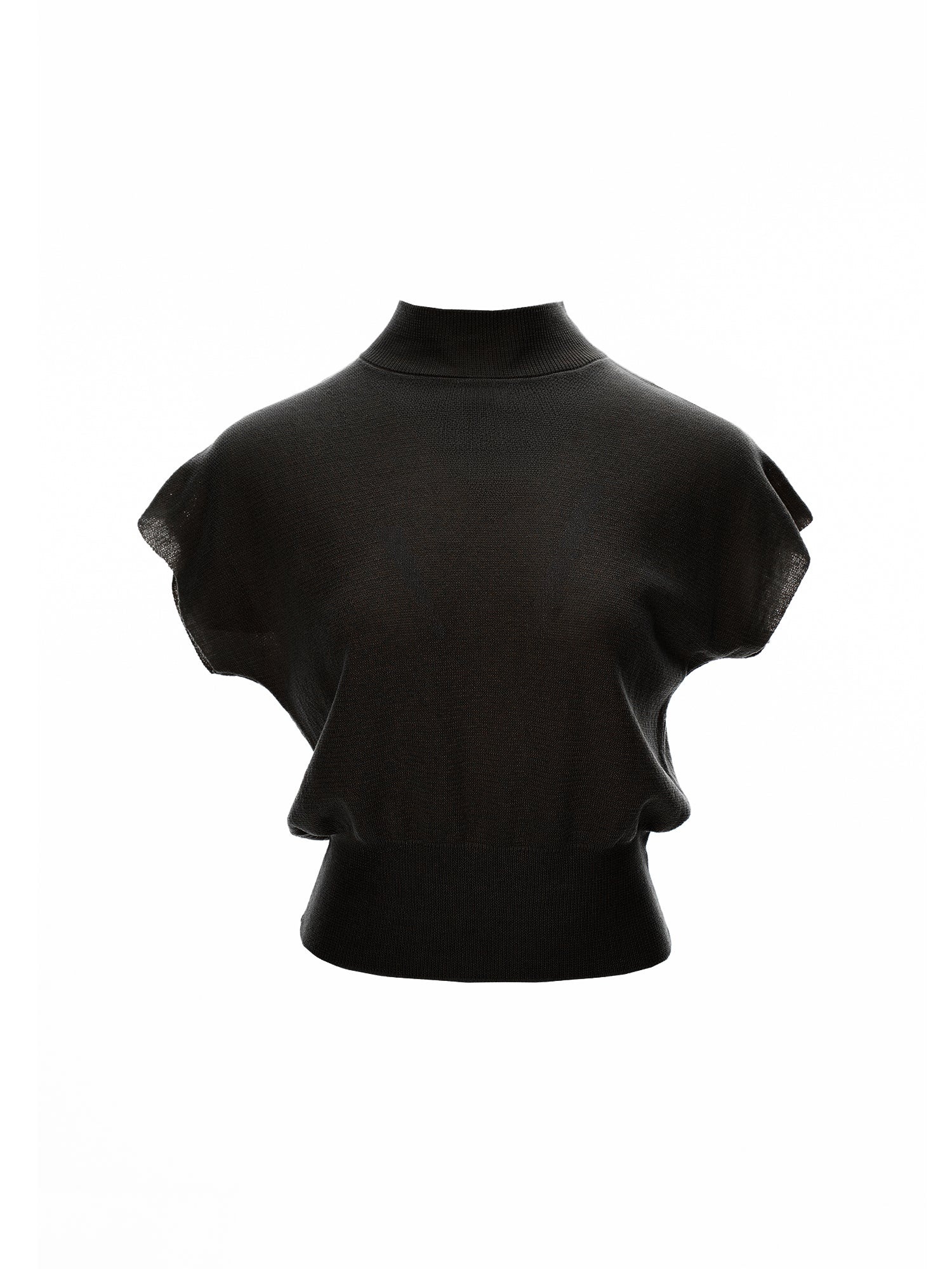 Mock Neck Cap Sleeve Knit Top