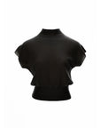 Mock Neck Cap Sleeve Knit Top