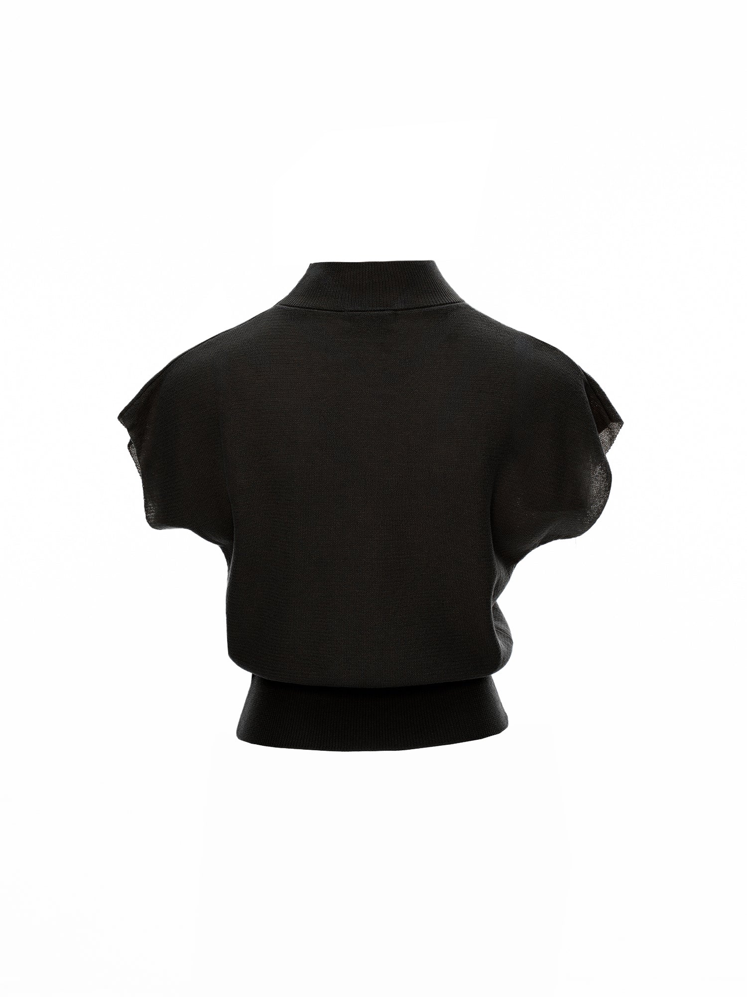 Mock Neck Cap Sleeve Knit Top