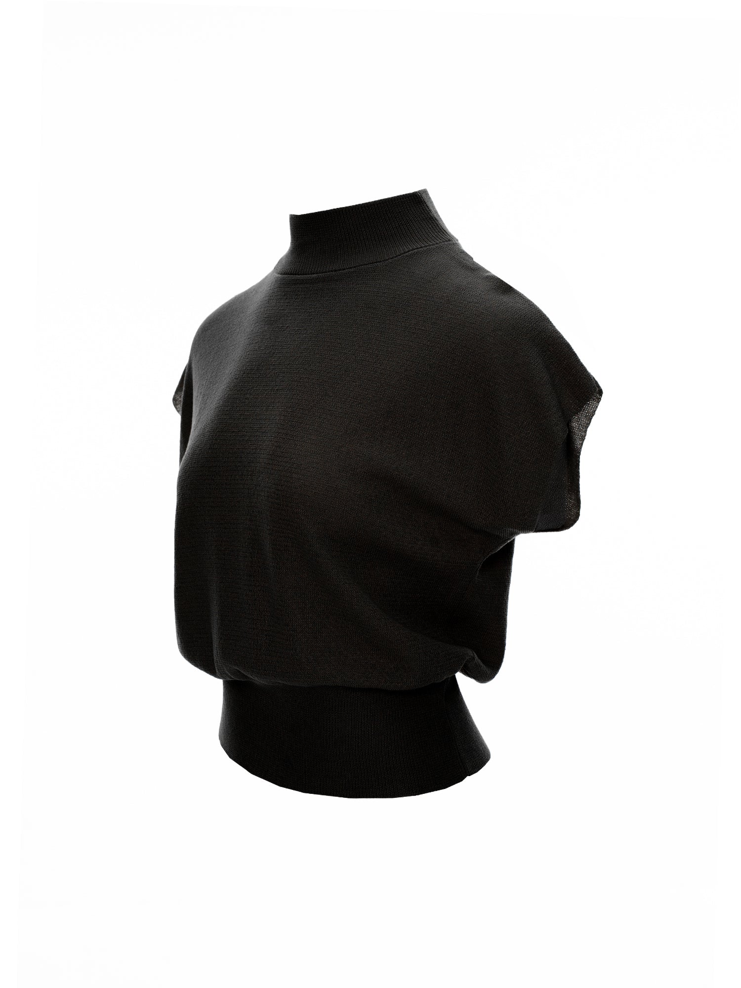 Mock Neck Cap Sleeve Knit Top