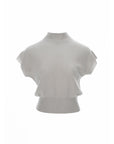 Mock Neck Cap Sleeve Knit Top