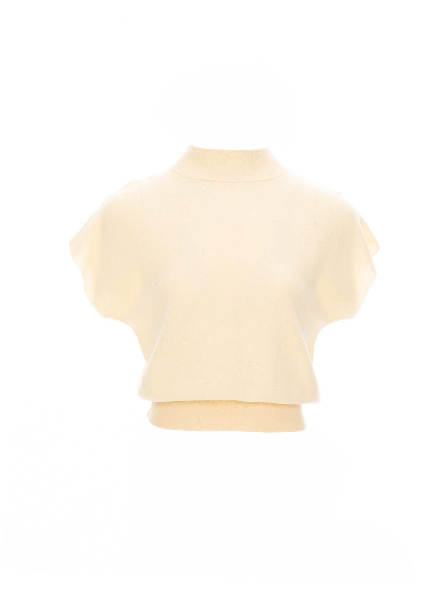 Mock Neck Cap Sleeve Knit Top