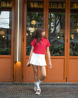 Textured Short-Sleeve Button-Up