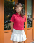 Textured Short-Sleeve Button-Up