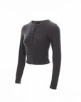 Ribbed Henley Knit Top