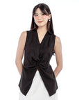 Front Twisted Knot V-Neck Sleeveless Top