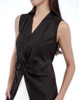 Front Twisted Knot V-Neck Sleeveless Top