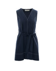 Contrast-Stitch Belted Dress