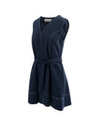 Contrast-Stitch Belted Dress