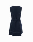Contrast-Stitch Belted Dress