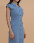 Button-Front Design Collared Midi Dress
