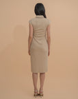 Button-Front Design Collared Midi Dress