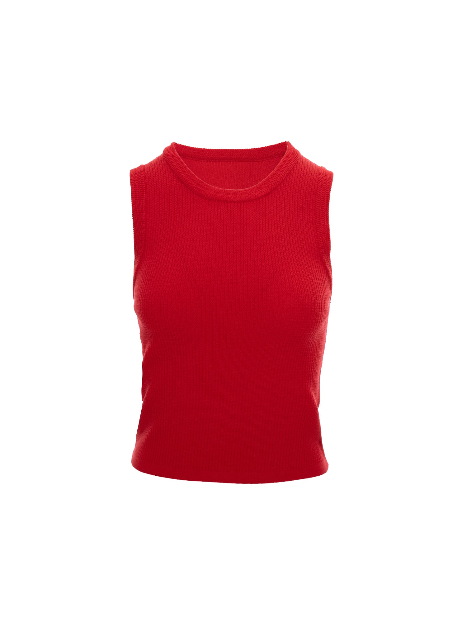 Waffle-Knit Crewneck Tank