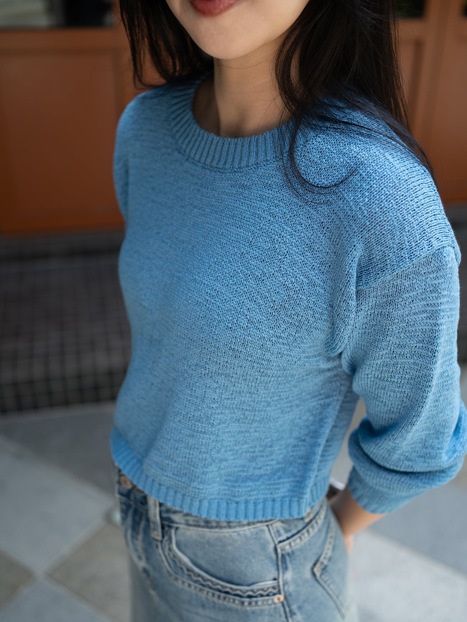 Textured Yarn Knit Cropped Top