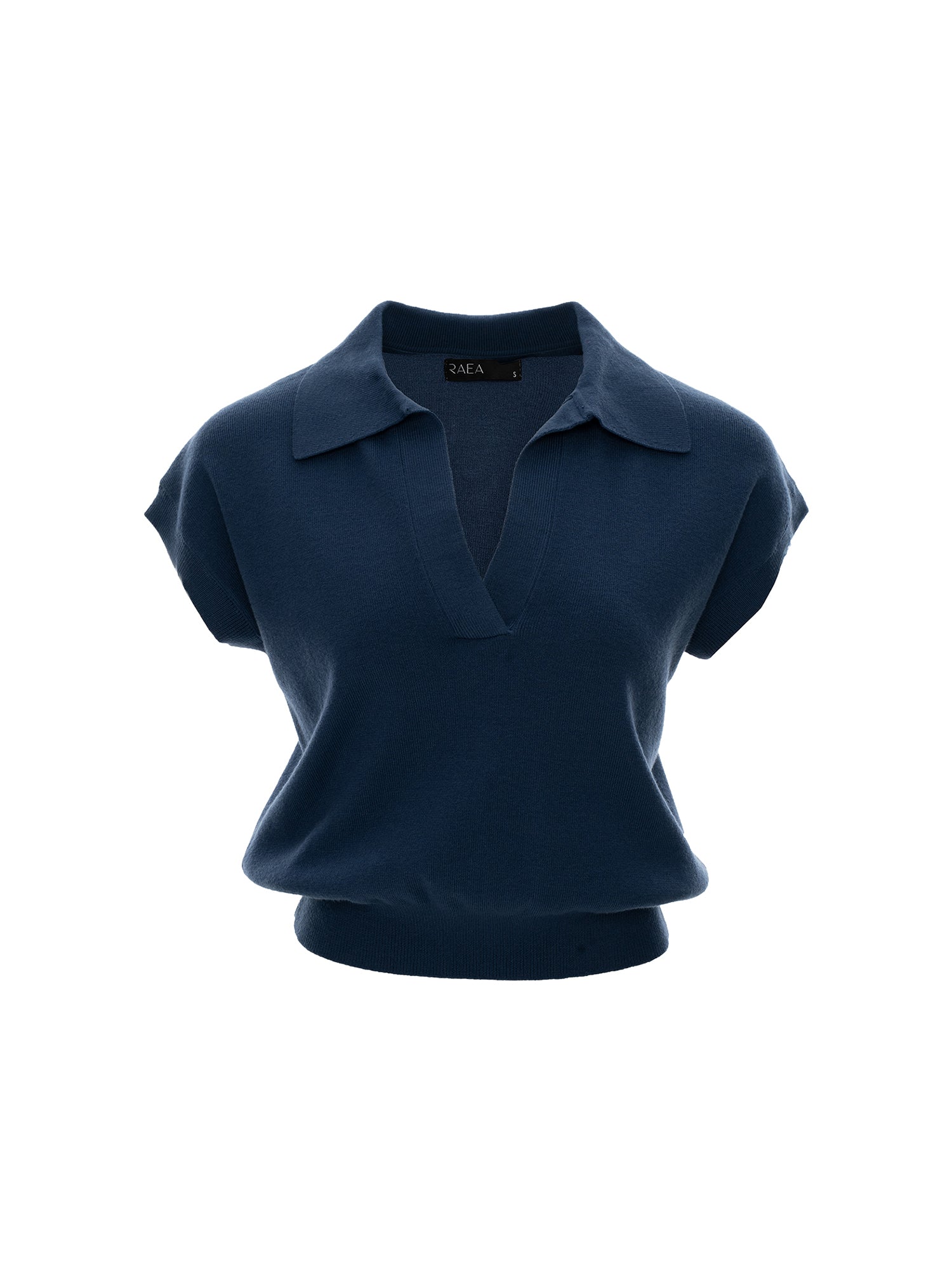 Polo-Collar V-Neck Knit Top