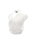 Polo-Collar V-Neck Knit Top