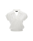 Polo-Collar V-Neck Knit Top