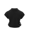 Polo-Collar V-Neck Knit Top