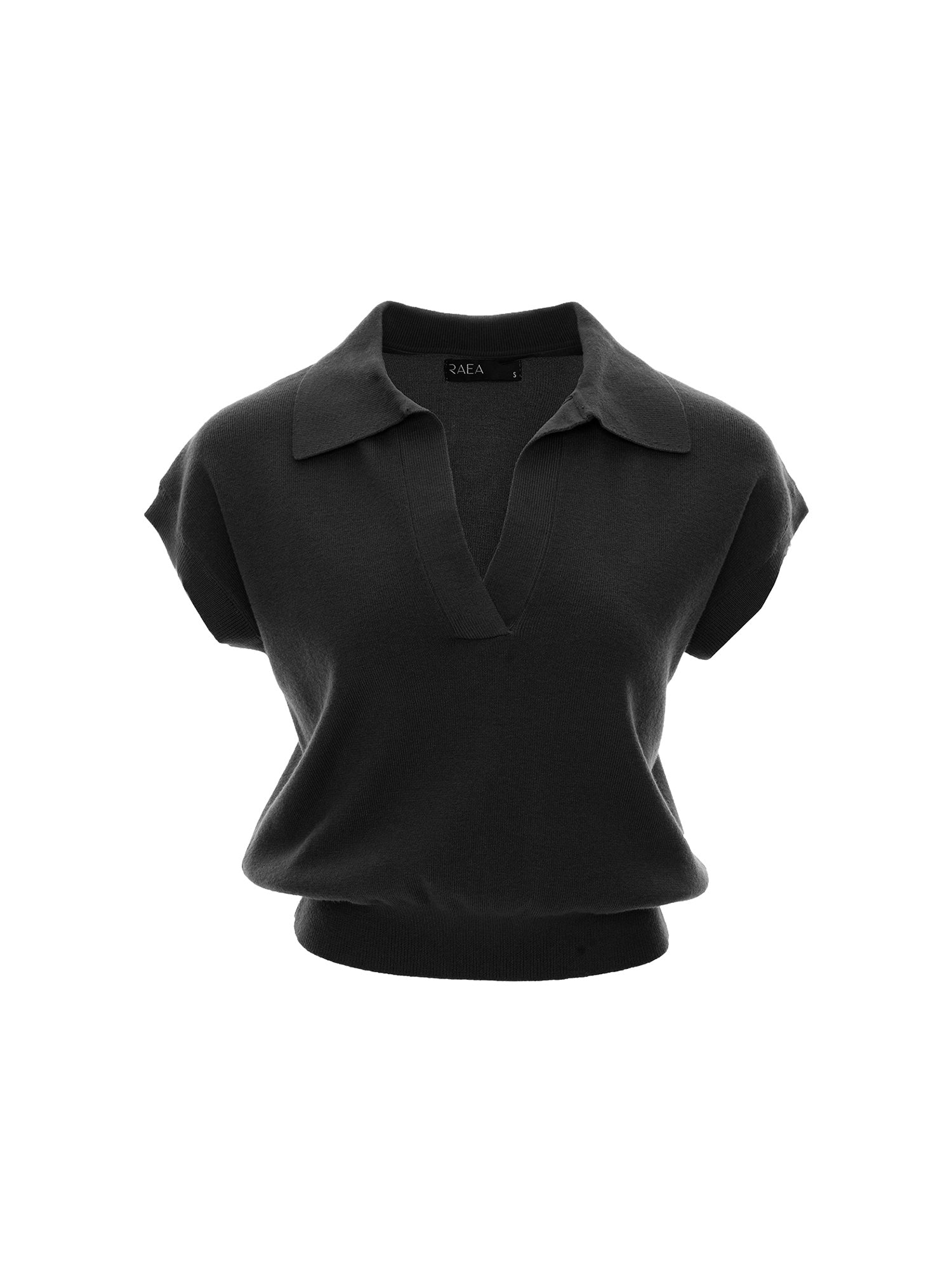 Polo-Collar V-Neck Knit Top