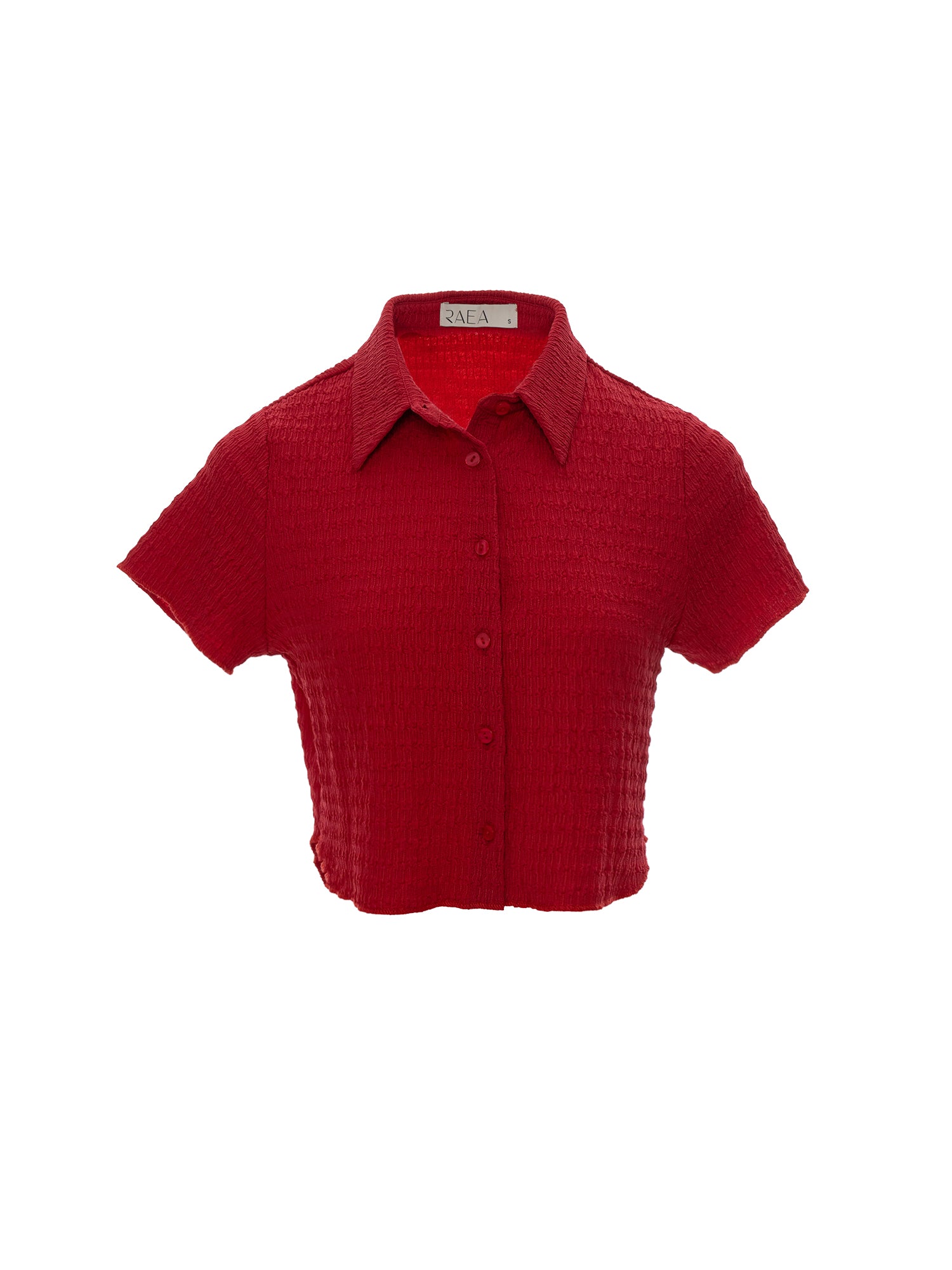 Textured Short-Sleeve Button-Up