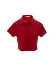 Textured Short-Sleeve Button-Up