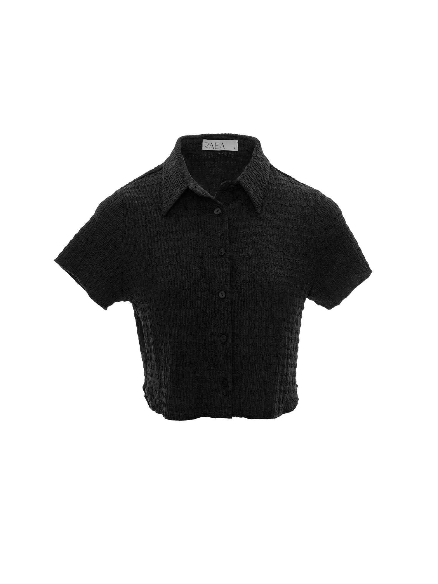 Textured Short-Sleeve Button-Up