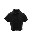 Textured Short-Sleeve Button-Up