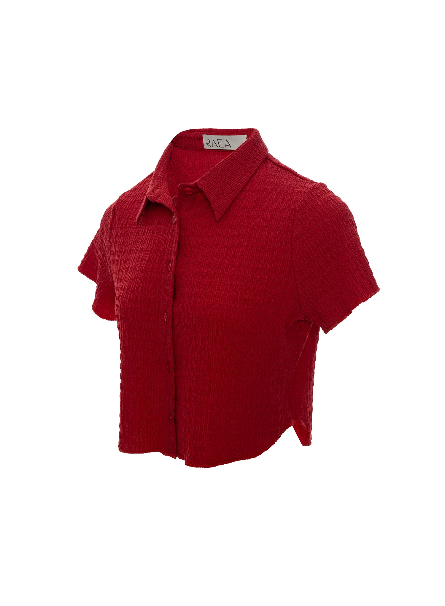 Textured Short-Sleeve Button-Up