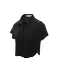 Textured Short-Sleeve Button-Up