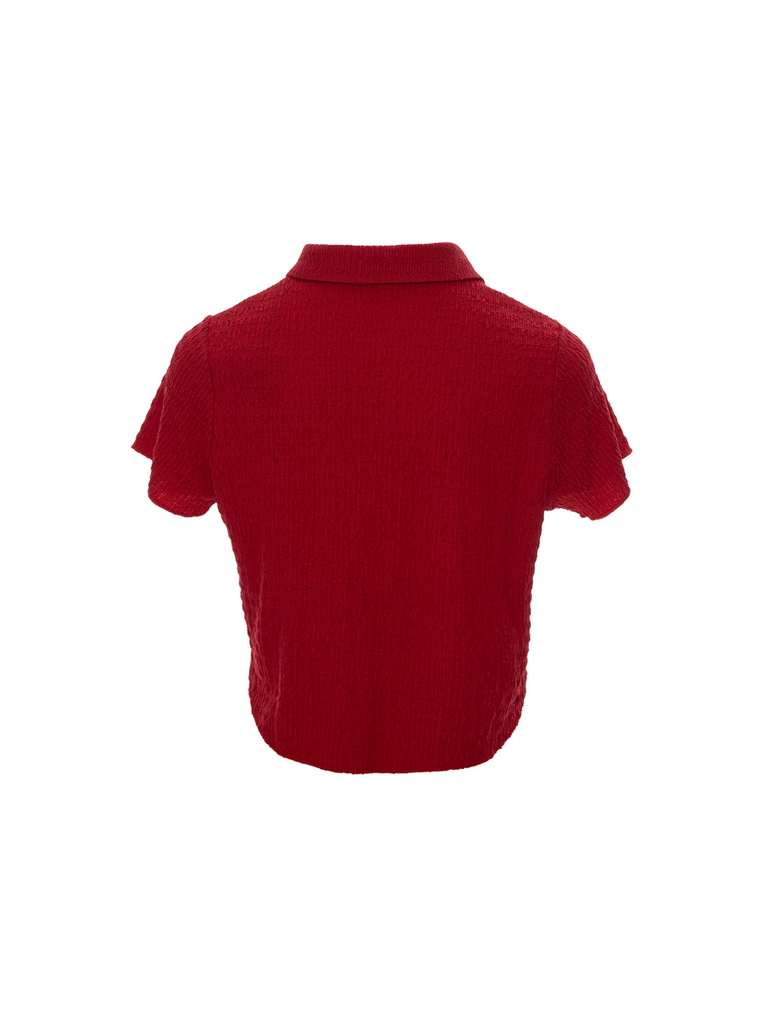 Textured Short-Sleeve Button-Up