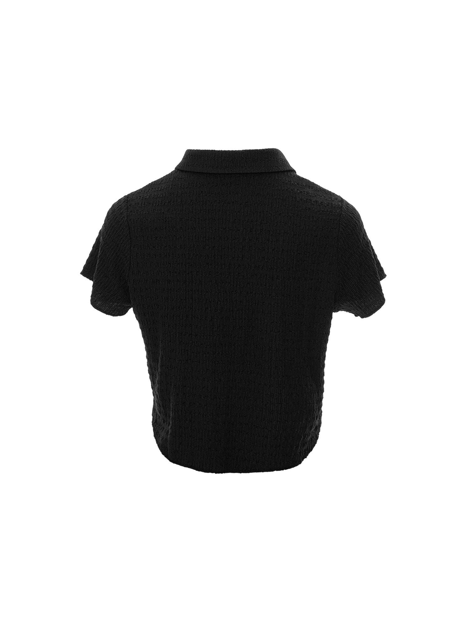 Textured Short-Sleeve Button-Up