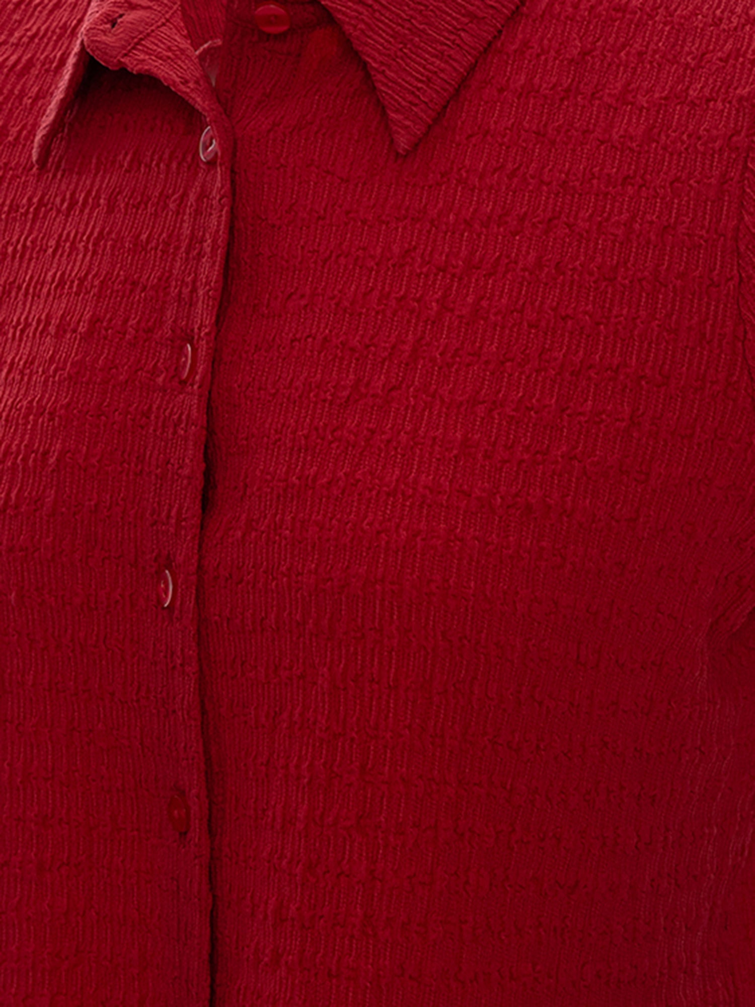 Textured Short-Sleeve Button-Up