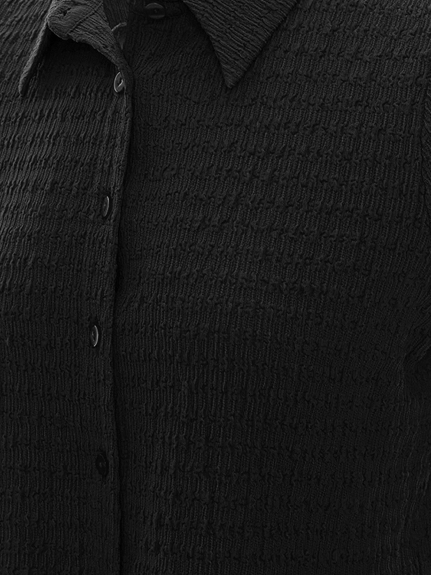 Textured Short-Sleeve Button-Up