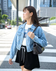 Classic Denim Jacket with Elastic Hem