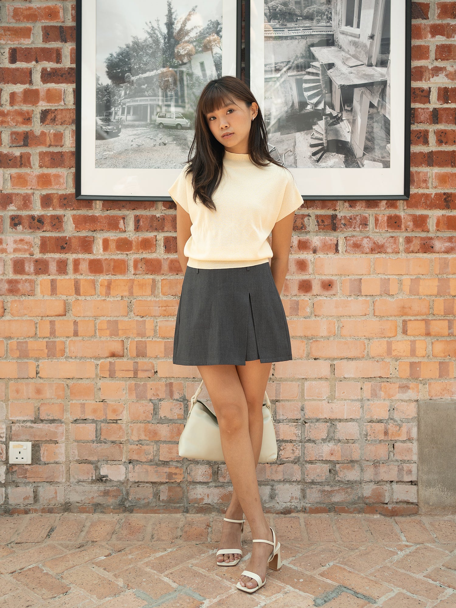 Mock Neck Cap Sleeve Knit Top