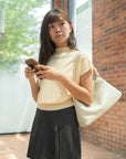 Mock Neck Cap Sleeve Knit Top