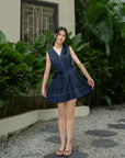 Contrast-Stitch Belted Dress