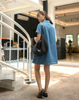 Zip-Front Denim Mini Dress